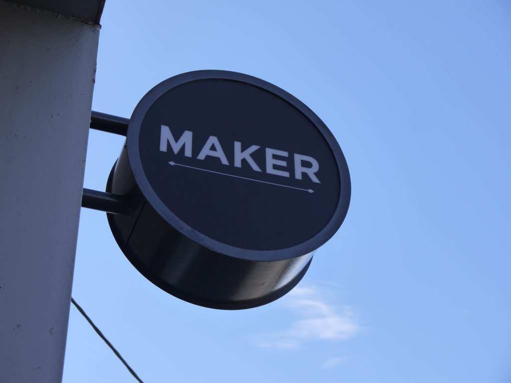 Maker Fine Coffee logo signage